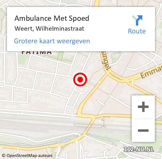 Locatie op kaart van de 112 melding: Ambulance Met Spoed Naar Weert, Wilhelminastraat op 5 december 2023 02:33