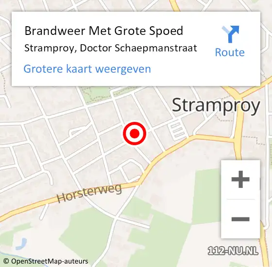 Locatie op kaart van de 112 melding: Brandweer Met Grote Spoed Naar Stramproy, Doctor Schaepmanstraat op 5 december 2023 02:46