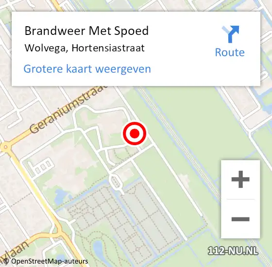 Locatie op kaart van de 112 melding: Brandweer Met Spoed Naar Wolvega, Hortensiastraat op 5 december 2023 06:01