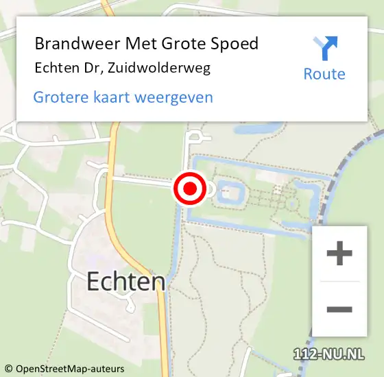 Locatie op kaart van de 112 melding: Brandweer Met Grote Spoed Naar Echten Dr, Zuidwolderweg op 17 september 2014 13:35