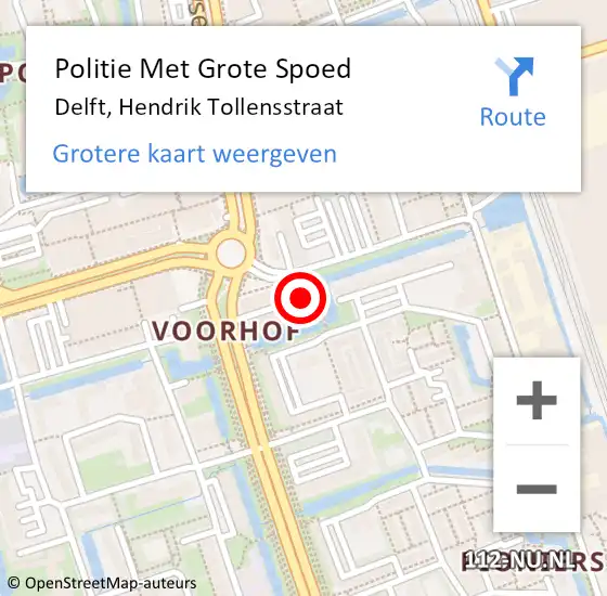 Locatie op kaart van de 112 melding: Politie Met Grote Spoed Naar Delft, Hendrik Tollensstraat op 5 december 2023 07:00