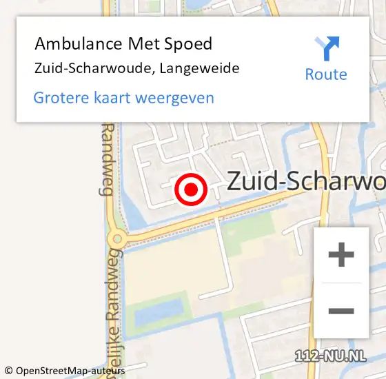 Locatie op kaart van de 112 melding: Ambulance Met Spoed Naar Zuid-Scharwoude, Langeweide op 5 december 2023 07:06