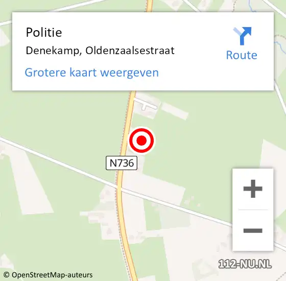 Locatie op kaart van de 112 melding: Politie Denekamp, Oldenzaalsestraat op 5 december 2023 07:21