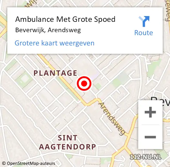 Locatie op kaart van de 112 melding: Ambulance Met Grote Spoed Naar Beverwijk, Arendsweg op 5 december 2023 07:22