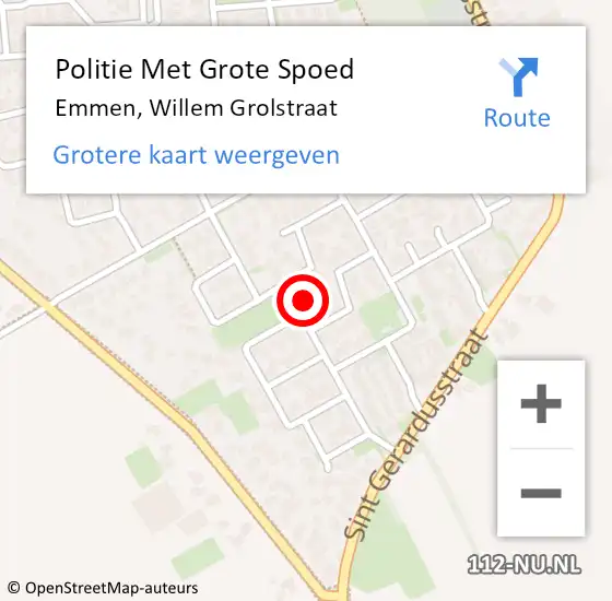 Locatie op kaart van de 112 melding: Politie Met Grote Spoed Naar Emmen, Willem Grolstraat op 5 december 2023 07:29