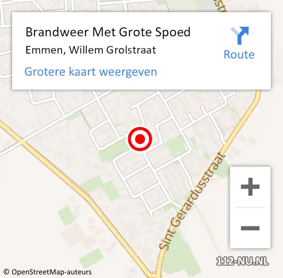 Locatie op kaart van de 112 melding: Brandweer Met Grote Spoed Naar Emmen, Willem Grolstraat op 5 december 2023 07:30