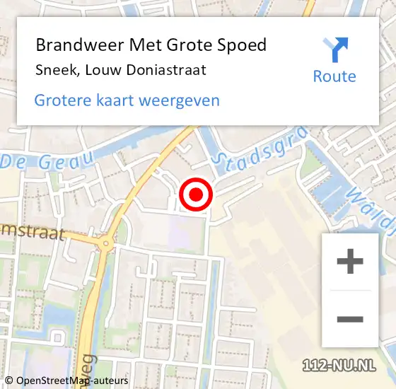 Locatie op kaart van de 112 melding: Brandweer Met Grote Spoed Naar Sneek, Louw Doniastraat op 5 december 2023 07:44