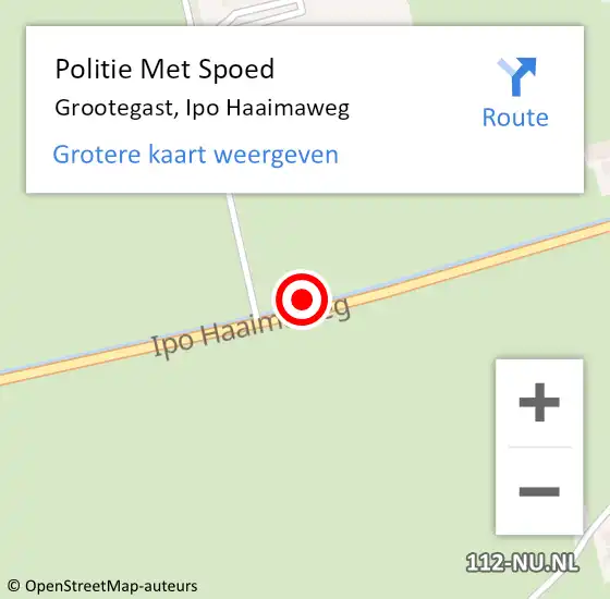 Locatie op kaart van de 112 melding: Politie Met Spoed Naar Grootegast, Ipo Haaimaweg op 5 december 2023 07:47