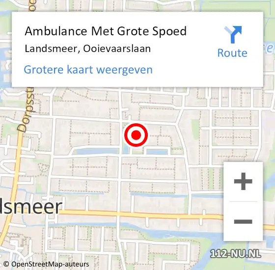 Locatie op kaart van de 112 melding: Ambulance Met Grote Spoed Naar Landsmeer, Ooievaarslaan op 5 december 2023 08:02