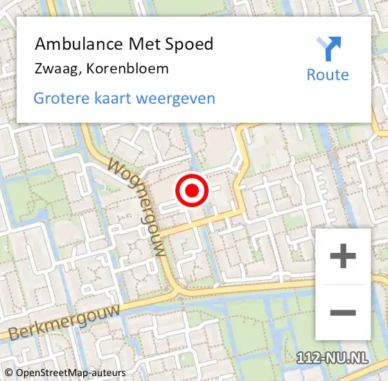Locatie op kaart van de 112 melding: Ambulance Met Spoed Naar Zwaag, Korenbloem op 5 december 2023 08:17