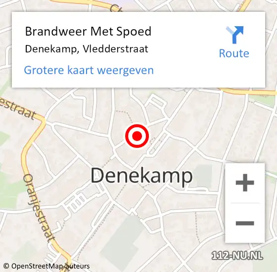 Locatie op kaart van de 112 melding: Brandweer Met Spoed Naar Denekamp, Vledderstraat op 5 december 2023 08:29