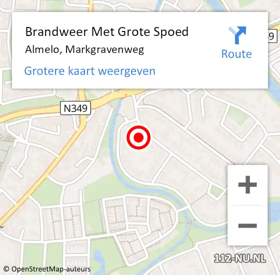 Locatie op kaart van de 112 melding: Brandweer Met Grote Spoed Naar Almelo, Markgravenweg op 5 december 2023 08:31