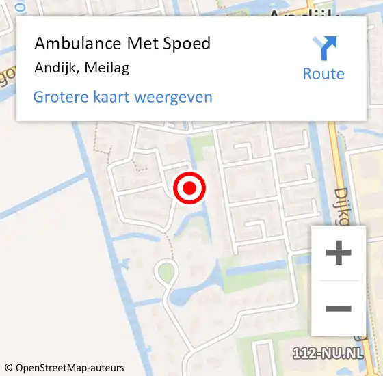 Locatie op kaart van de 112 melding: Ambulance Met Spoed Naar Andijk, Meilag op 5 december 2023 08:41