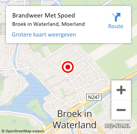 Locatie op kaart van de 112 melding: Brandweer Met Spoed Naar Broek in Waterland, Moerland op 5 december 2023 08:45