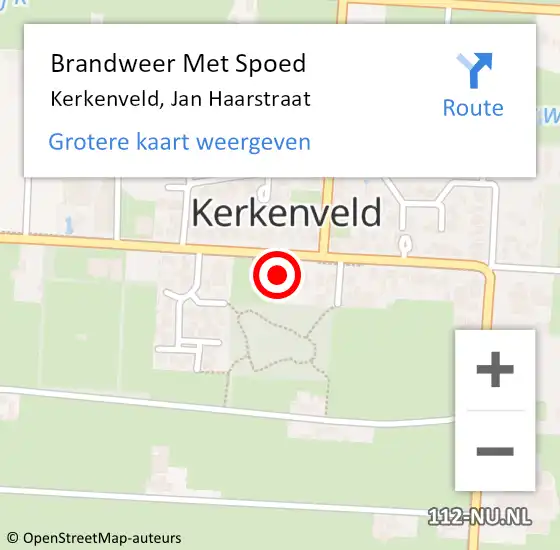 Locatie op kaart van de 112 melding: Brandweer Met Spoed Naar Kerkenveld, Jan Haarstraat op 5 december 2023 08:51