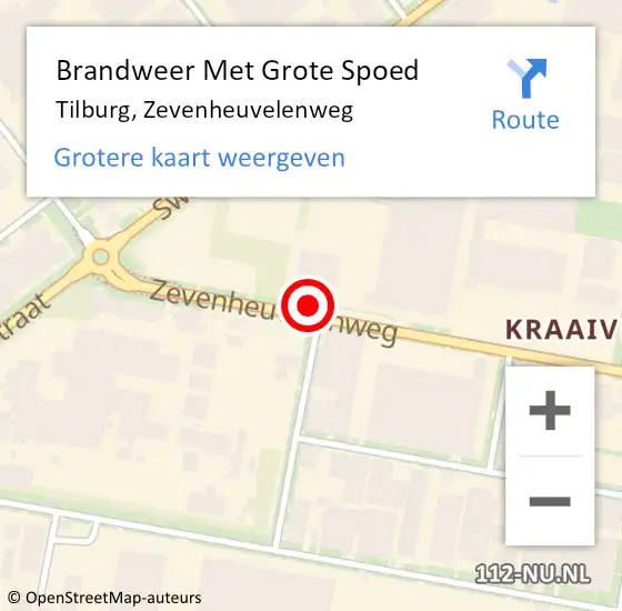 Locatie op kaart van de 112 melding: Brandweer Met Grote Spoed Naar Tilburg, Zevenheuvelenweg op 5 december 2023 09:13