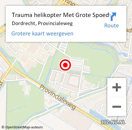 Locatie op kaart van de 112 melding: Trauma helikopter Met Grote Spoed Naar Dordrecht, Provincialeweg op 5 december 2023 09:43