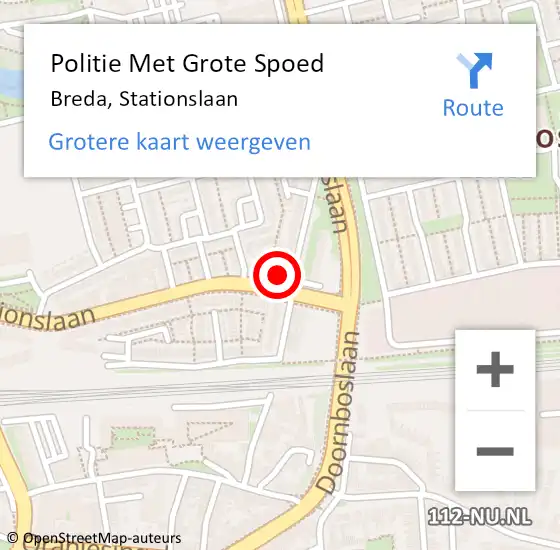 Locatie op kaart van de 112 melding: Politie Met Grote Spoed Naar Breda, Stationslaan op 5 december 2023 09:46