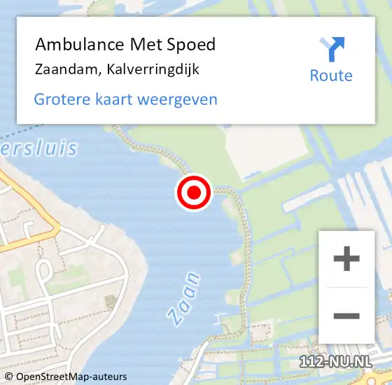 Locatie op kaart van de 112 melding: Ambulance Met Spoed Naar Zaandam, Kalverringdijk op 5 december 2023 10:15