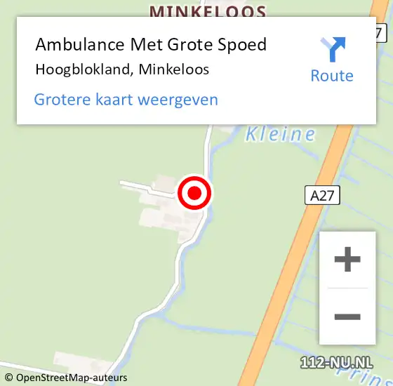 Locatie op kaart van de 112 melding: Ambulance Met Grote Spoed Naar Hoogblokland, Minkeloos op 5 december 2023 10:39