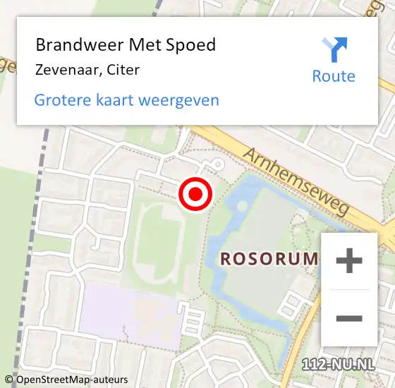 Locatie op kaart van de 112 melding: Brandweer Met Spoed Naar Zevenaar, Citer op 5 december 2023 10:48