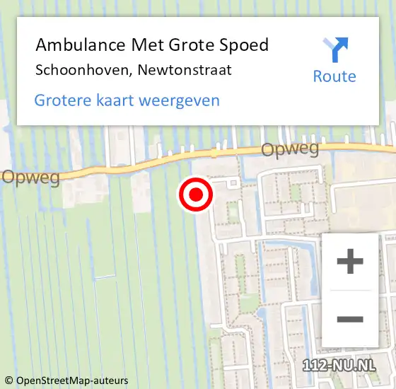 Locatie op kaart van de 112 melding: Ambulance Met Grote Spoed Naar Schoonhoven, Newtonstraat op 5 december 2023 11:11
