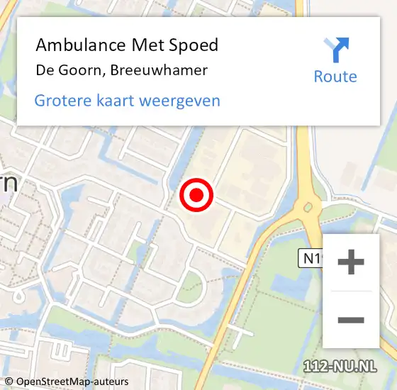 Locatie op kaart van de 112 melding: Ambulance Met Spoed Naar De Goorn, Breeuwhamer op 5 december 2023 11:20