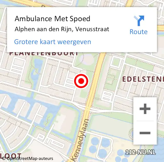 Locatie op kaart van de 112 melding: Ambulance Met Spoed Naar Alphen aan den Rijn, Venusstraat op 5 december 2023 11:35