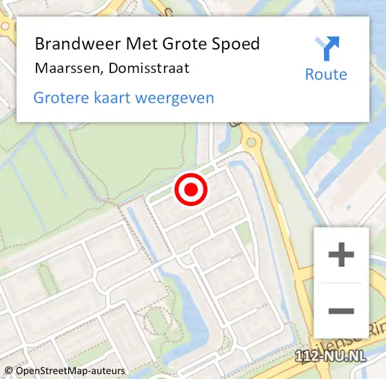 Locatie op kaart van de 112 melding: Brandweer Met Grote Spoed Naar Maarssen, Domisstraat op 5 december 2023 11:37