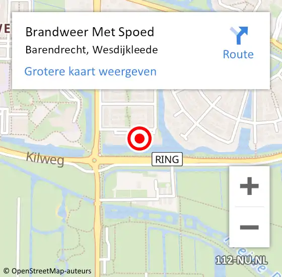 Locatie op kaart van de 112 melding: Brandweer Met Spoed Naar Barendrecht, Wesdijkleede op 5 december 2023 11:43