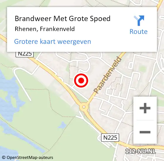 Locatie op kaart van de 112 melding: Brandweer Met Grote Spoed Naar Rhenen, Frankenveld op 5 december 2023 11:46