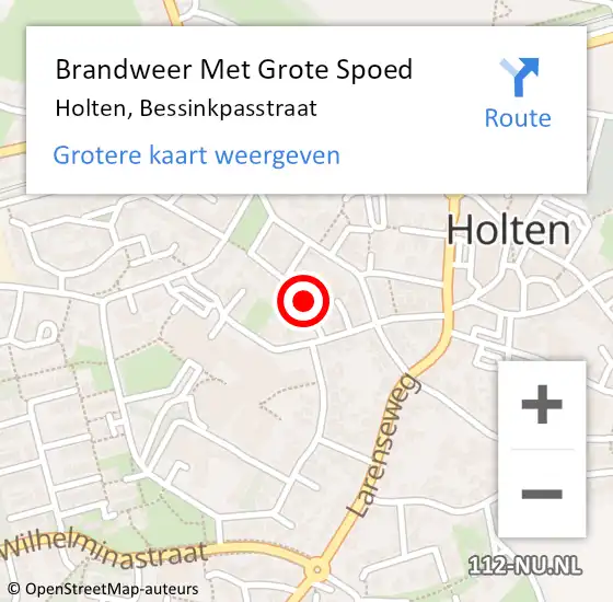 Locatie op kaart van de 112 melding: Brandweer Met Grote Spoed Naar Holten, Bessinkpasstraat op 5 december 2023 11:57