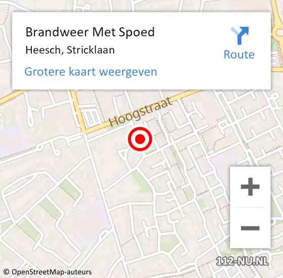 Locatie op kaart van de 112 melding: Brandweer Met Spoed Naar Heesch, Stricklaan op 5 december 2023 11:58