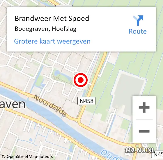 Locatie op kaart van de 112 melding: Brandweer Met Spoed Naar Bodegraven, Hoefslag op 5 december 2023 12:07