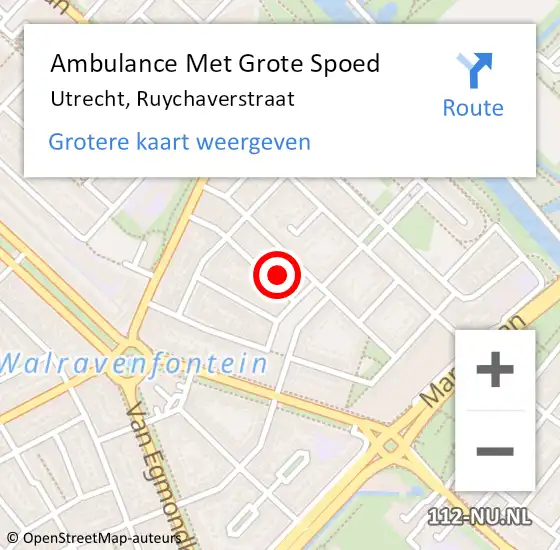 Locatie op kaart van de 112 melding: Ambulance Met Grote Spoed Naar Utrecht, Ruychaverstraat op 17 september 2014 14:04