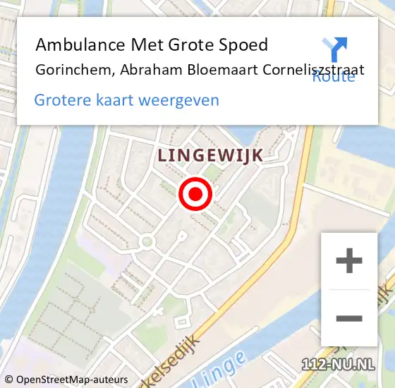 Locatie op kaart van de 112 melding: Ambulance Met Grote Spoed Naar Gorinchem, Abraham Bloemaart Corneliszstraat op 5 december 2023 12:15