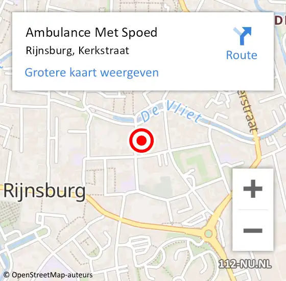 Locatie op kaart van de 112 melding: Ambulance Met Spoed Naar Rijnsburg, Kerkstraat op 5 december 2023 12:17