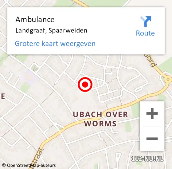 Locatie op kaart van de 112 melding: Ambulance Landgraaf, Spaarweiden op 17 september 2014 14:05