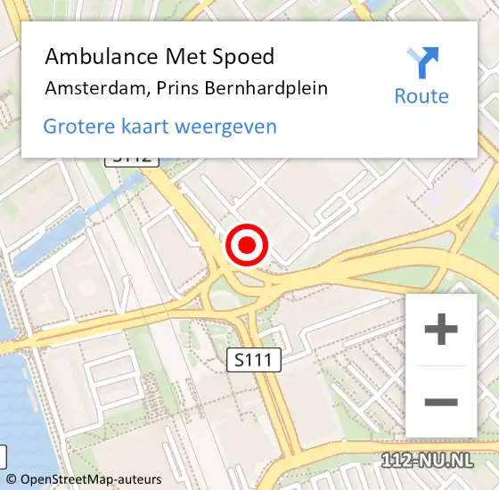 Locatie op kaart van de 112 melding: Ambulance Met Spoed Naar Amsterdam, Prins Bernhardplein op 5 december 2023 12:44