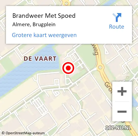 Locatie op kaart van de 112 melding: Brandweer Met Spoed Naar Almere, Brugplein op 5 december 2023 12:46