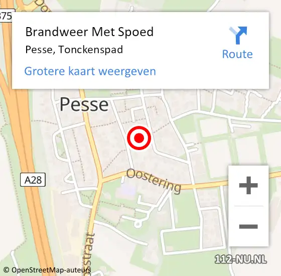 Locatie op kaart van de 112 melding: Brandweer Met Spoed Naar Pesse, Tonckenspad op 5 december 2023 13:02