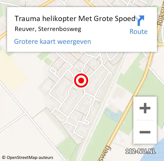 Locatie op kaart van de 112 melding: Trauma helikopter Met Grote Spoed Naar Reuver, Sterrenbosweg op 5 december 2023 13:17