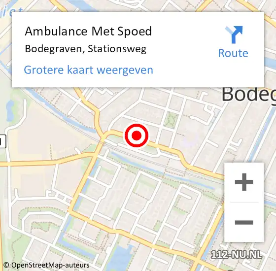 Locatie op kaart van de 112 melding: Ambulance Met Spoed Naar Bodegraven, Stationsweg op 5 december 2023 13:19