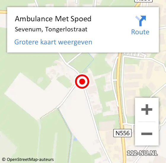 Locatie op kaart van de 112 melding: Ambulance Met Spoed Naar Sevenum, Tongerlostraat op 17 september 2014 14:09