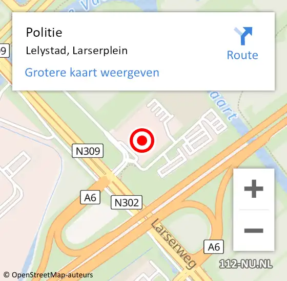 Locatie op kaart van de 112 melding: Politie Lelystad, Larserplein op 5 december 2023 13:32