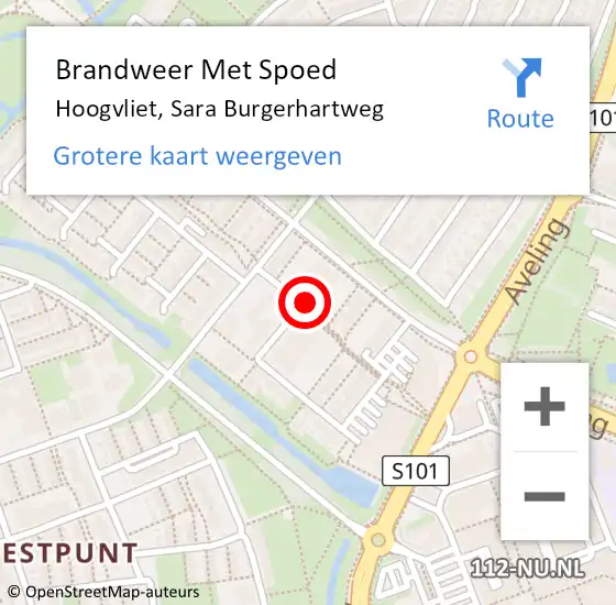 Locatie op kaart van de 112 melding: Brandweer Met Spoed Naar Hoogvliet, Sara Burgerhartweg op 5 december 2023 13:32