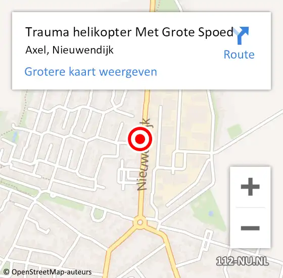 Locatie op kaart van de 112 melding: Trauma helikopter Met Grote Spoed Naar Axel, Nieuwendijk op 5 december 2023 13:35