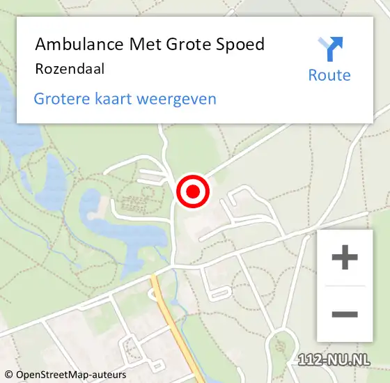 Locatie op kaart van de 112 melding: Ambulance Met Grote Spoed Naar Rozendaal op 5 december 2023 13:54