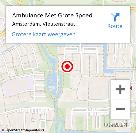 Locatie op kaart van de 112 melding: Ambulance Met Grote Spoed Naar Amsterdam, Vleutenstraat op 5 december 2023 13:54