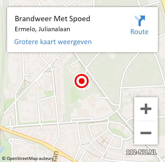 Locatie op kaart van de 112 melding: Brandweer Met Spoed Naar Ermelo, Julianalaan op 5 december 2023 14:00